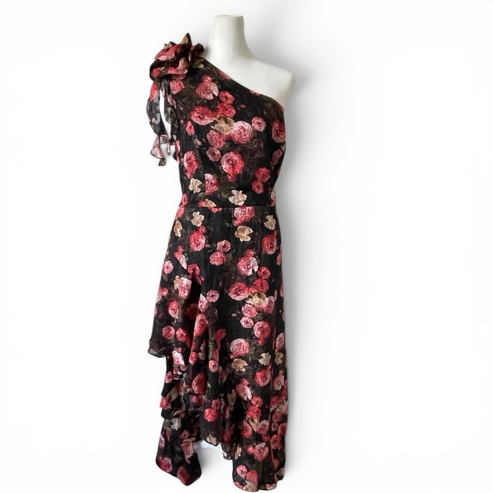 Grace Karin One Shoulder Maxi Dress Size 18 High Low Floral Smocked Event Fairy
